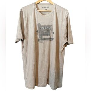 Linksoul Men's Enjoy Every Shot Beige Graphic‎ Short Sleeve T-Shirt Size XL